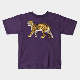 Wild Safari Tiger on Purple Background Kids T-Shirt